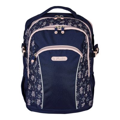 4. Herlitz Ultimate Blossom Backpack School Backpack Beige, Navy Blue (Navy) Polyester