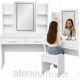 Cosmetic Dressing Table with LED Mirror, Shelves, Drawers, White 140x80x40 cm