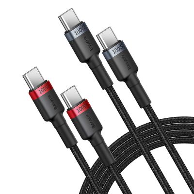2. Baseus Cafule USB-C / USB-C cable 100W 1 m - red-black and black-gray (2 pcs.)