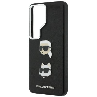 6. Karl Lagerfeld Saffiano Double Heads Metal Case for Samsung Galaxy S26 Ultra - Black