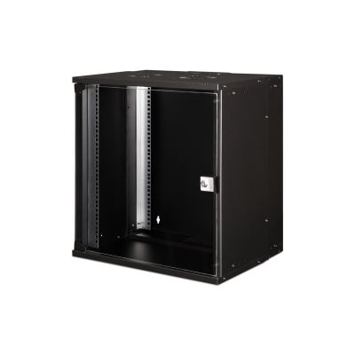 19" 12U wall-mounted network cabinet, SOHO PRO 595 x 540 x 400 mm, glass door, black, unassembled, 60 kg