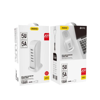 5. Dudao 5x USB charger with built-in EU power cable white (A5EU)