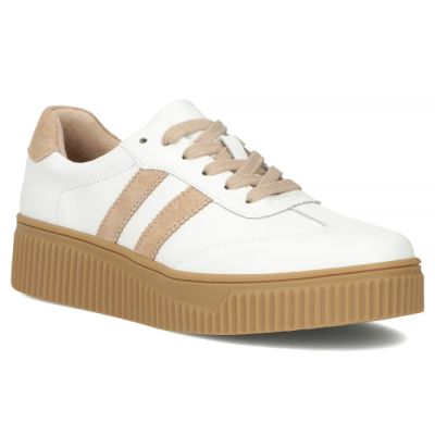 13. Women's leather suede platform shoes, white Filippo DP6776