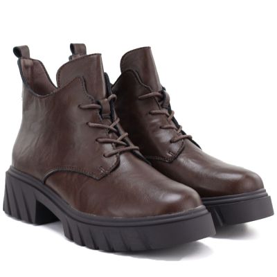 4. Women's brown leather ankle boots on the platform M.Daszyński SFY2502-11ac