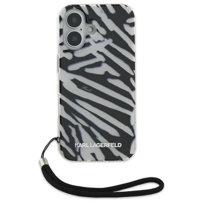 2. Karl Lagerfeld IML Zebra Pattern & Cord iPhone 16 Case - Black