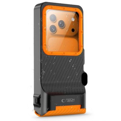 2. Tech-Protect IPX8 Pro Waterproof Phone Case - Orange and Black