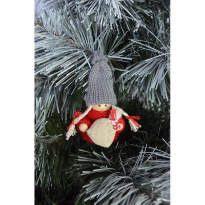 34. DECORATIVE DOLL WITH BAG RED GIRL 7.5 CM