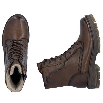 5. Brown women's leather worker boots Rieker 75800-25