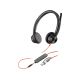 281. Poly Blackwire 3325 Stereo MS Teams Certified USB-C Headset +3.5mm Plug +USB-C/A Adapter 8X222AA