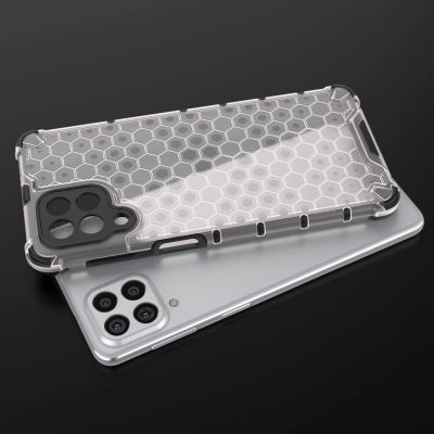 8. Honeycomb case armored cover with a gel frame for Samsung Galaxy M53 5G transparent