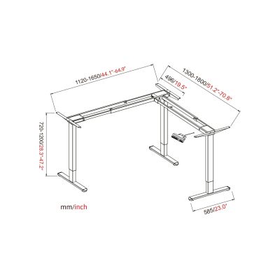 15. Desk frame with electric height adjustment for tabletops up to 200 cm, L-shaped, white