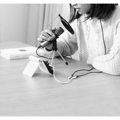 4. Ugreen cable cable headphone splitter 3.5 mm mini jack AUX microphone 20cm (microphone + stereo output) silver (30619)