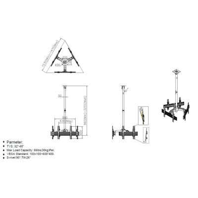 4. Equip Equipment 650371 32" - 65" TV Ceiling Mount