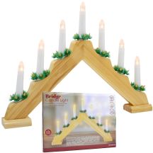 WOODEN ADVENT CANDLE HOLDER 7 LIGHTS BATTERY POWERED