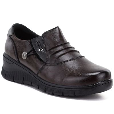5. Women's brown leather wedge shoes Vinceza 133118