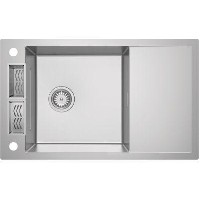 Single-bowl steel sink with drainer