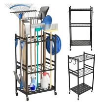 Maclean mobile stand/trolley for garden tools, black, dimensions 43x30x79cm, max 20kg, MC-138
