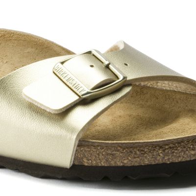 5. Birkenstock Madrid Birko-Flor Gold women's regular wide gold flip-flops (1016106)