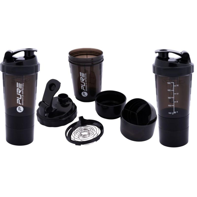 FITNESS SHAKER BOTTLE 500ML BLACK PURE 2 IMPROVE