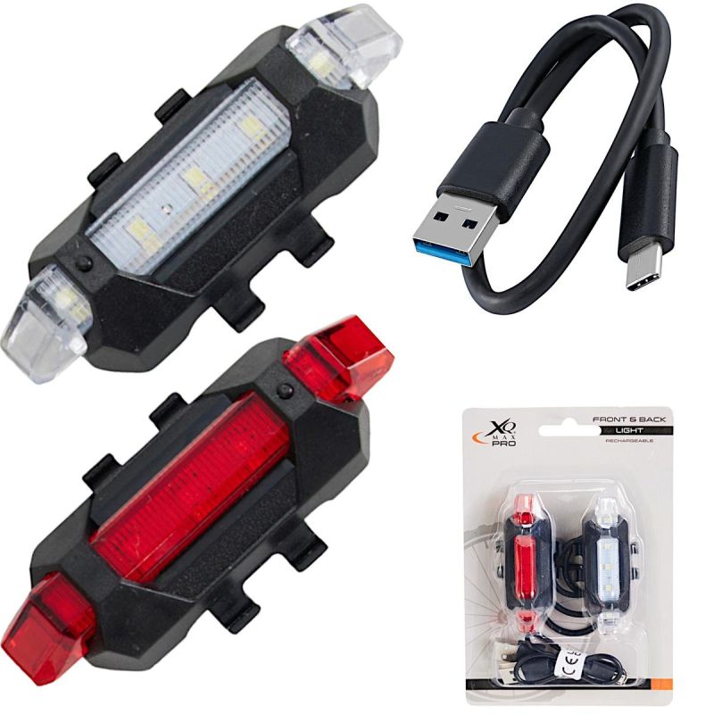 5. XQMAX Front and Rear LED Bicycle Light Set with USB Charging