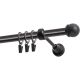 Single Curtain Pole Ø 19 mm Black 200 cm MAX with Finial and Rings KOWALSKI