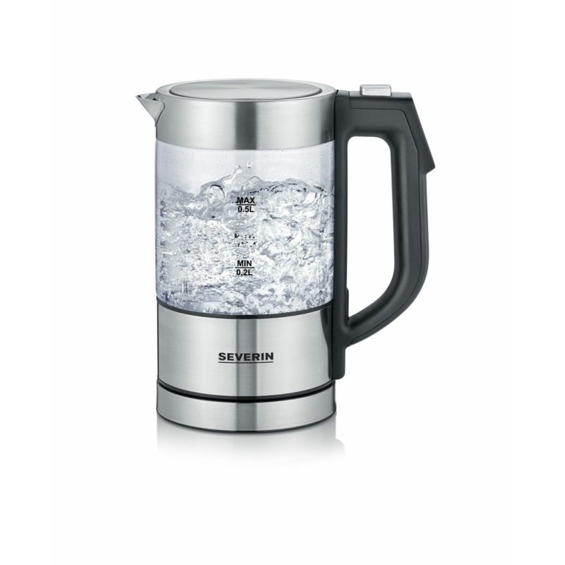 2. Severin WK 3458 electric kettle 0.5 l 1100 W Black, Transparent