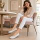 33. Rieker W RKR649 comfortable leather openwork shoes, white