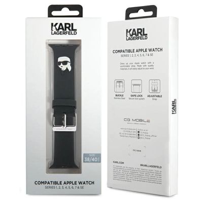 4. Karl Lagerfeld 3D Rubber Karl Head strap for Apple Watch 38/40/41mm - black