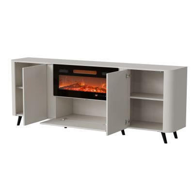5. VOLARE chest of drawers 200x39x75 cashmere + fireplace