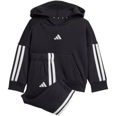 adidas Essentials Joggers 3 Stripes Fleece Hoodie Tracksuit for Kids Black JD6484