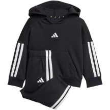 adidas Essentials Joggers 3 Stripes Fleece Hoodie Tracksuit for Kids Black JD6484