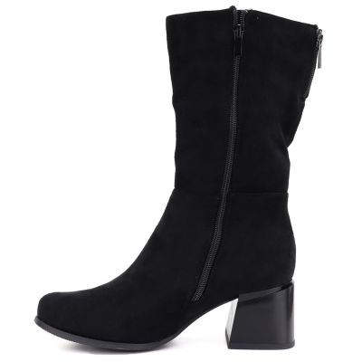 3. Women's short high-heeled boots in black suede Jezzi ASA269-7