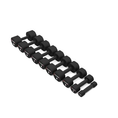 7. HPT POLYURETHANE DUMBBELL SET 2 x 1 - 10 KG (110 KG) + STR37 HMS STAND