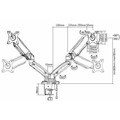 3. Equip Table Mount 17"-32" / 2TFT 360° Gas Spring 9 kg retail