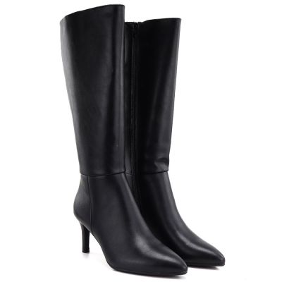 4. Women's leather boots with a high heel, insulated, black Sergio Leone KZ-30-S