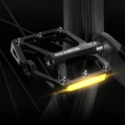 2. Rockbros K371 Reflective Aluminum Bicycle Pedals with Sealed Bearings - Black