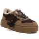 Brown and beige insulated leather platform shoes Kobbo 79665