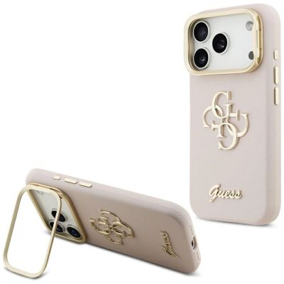 Guess Grained Big 4G & Stand Camera Case for iPhone 17 Pro - Pink