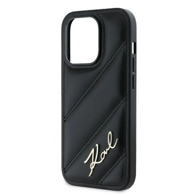 6. Karl Lagerfeld Diagonal Quilted Script case for iPhone 14 Pro - black