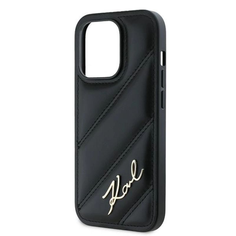6. Karl Lagerfeld Diagonal Quilted Script case for iPhone 14 Pro - black