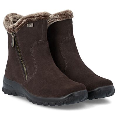 4. Rieker L7162-25 Waterproof Insulated Leather Women's Ankle Boots Dark Brown