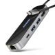 AXAGON HMC-6GLN USB Hub, 2x USB-A, 1x USB-C, 1x HDMI 2.0, 1x RJ45, 100 W PD – silver