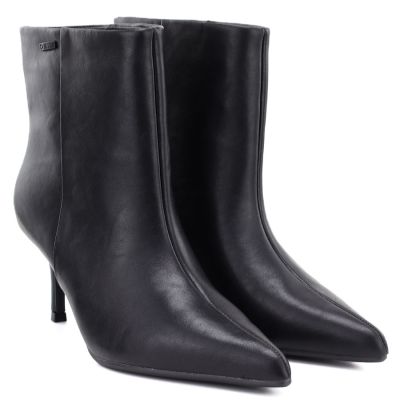 4. Women's leather ankle boots with low heels, black Big Star UU274492