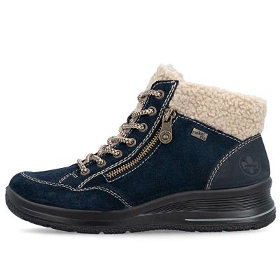 9. Waterproof comfortable navy leather lace-up boots Rieker L7701-14