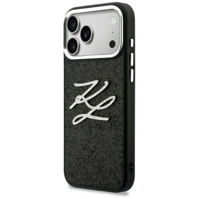 2. Karl Lagerfeld IML Glitter KL Diamond Logo Case for iPhone 17 Pro Max - Black