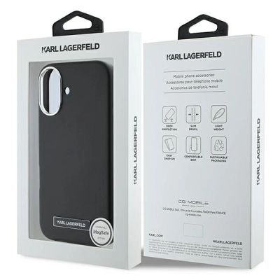8. Karl Lagerfeld FW Metal Plate MagSafe iPhone 16 Plus Case - Black