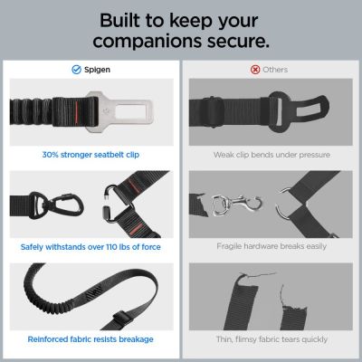 16. Spigen PS100 Universal Pet Seat Belt - Black