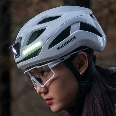 4. Rockbros ZK-077 Bicycle Helmet with Integrated Multi-Directional Lighting 57-61 cm - White