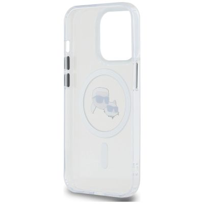 7. Karl Lagerfeld IML Metal Karl & Choupette Head MagSafe iPhone 14 Pro Case - White
