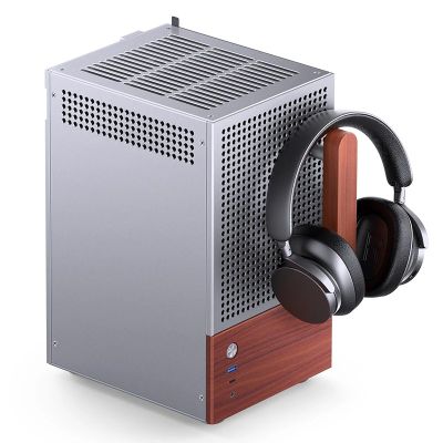 Jonsbo T6 Mini-Tower PC Case, Mini-ITX, Tempered Glass, Wood - Silver
